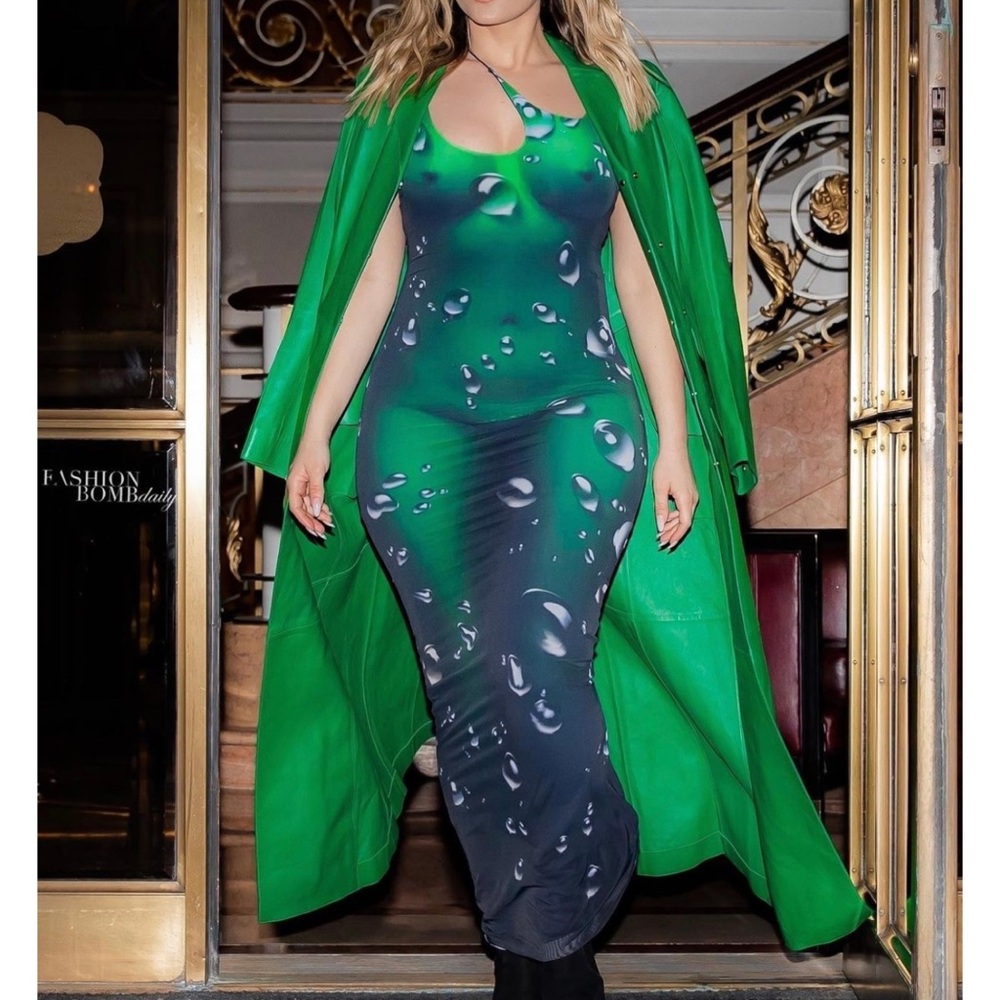 Chamber Green Waterdrops Body Print Dress - Picture 3 of 10